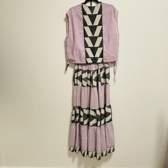 Pearl & Caviar Top Skirt Womens Size S/M Lilac Zakar Geometric Maxi Dress Set - Picture 7 of 14